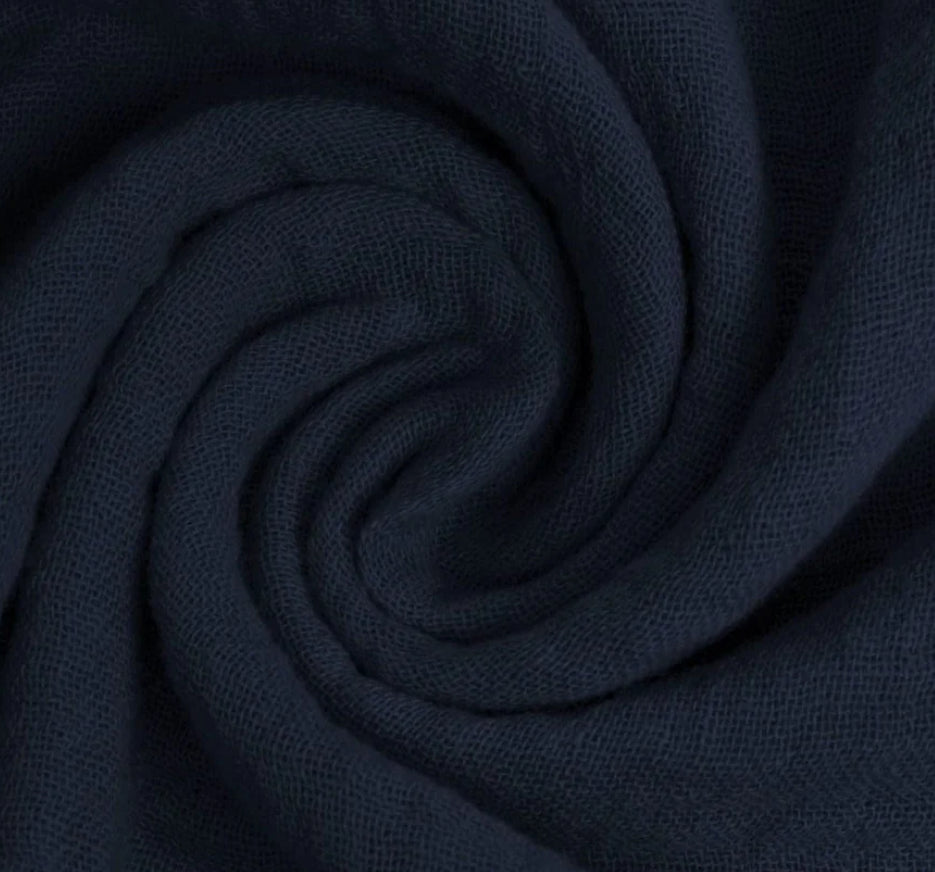 Tissu en mousseline de coton bleu marine