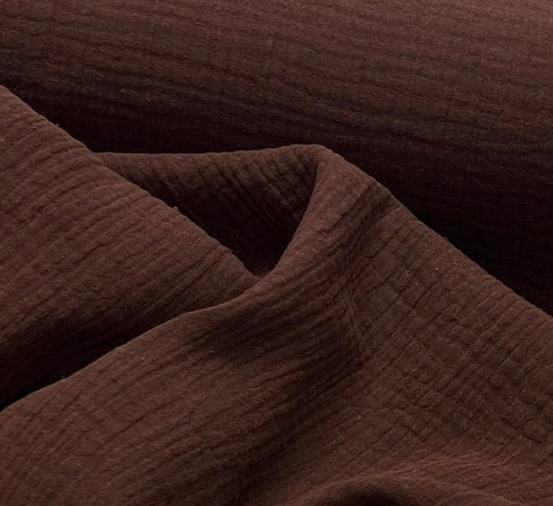Tissu en mousseline de coton marron