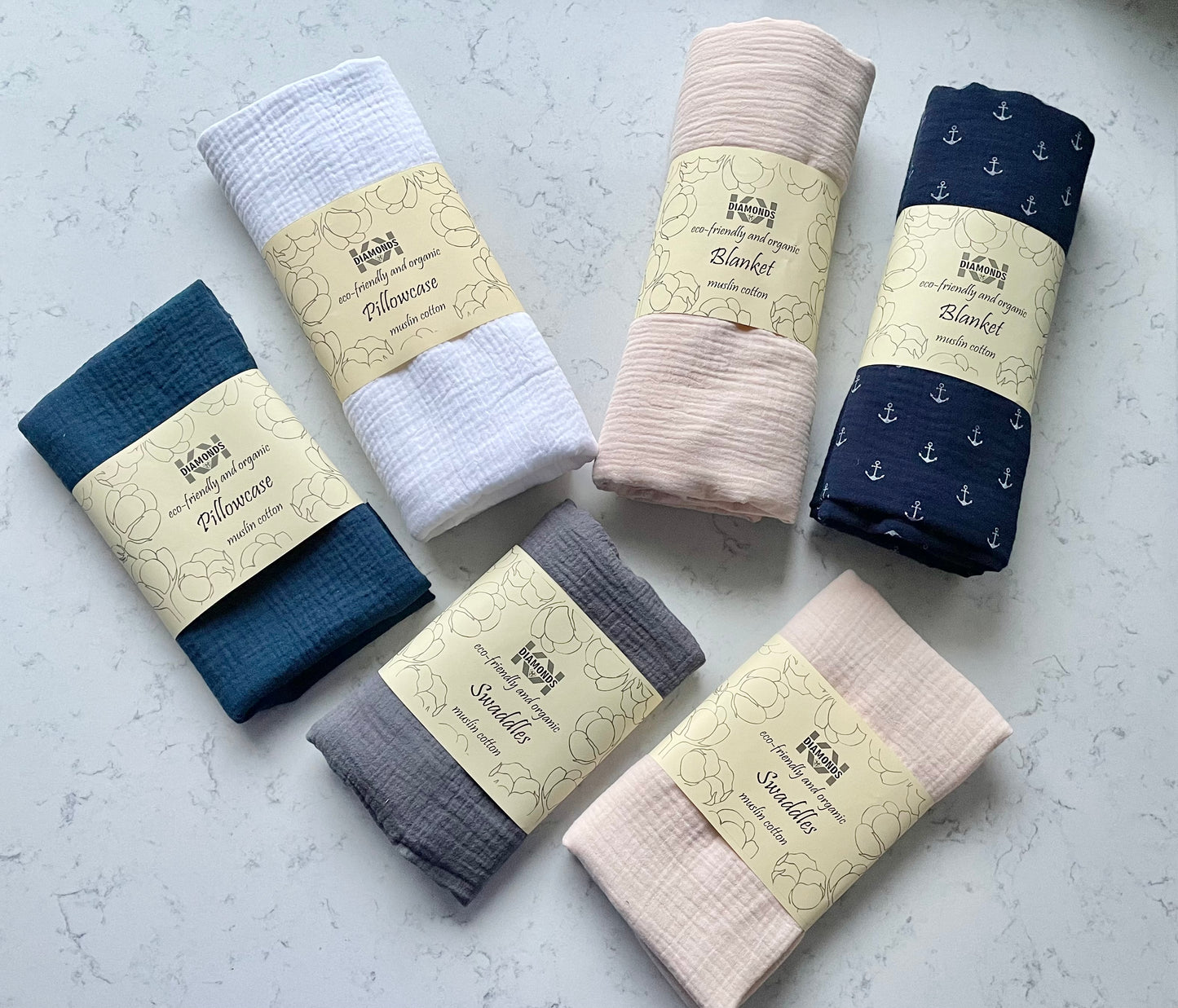 Swaddles Pañales de algodón de muselina orgánicos y ecológicos para bebés recién nacidos l Set de regalo para baby shower en caja