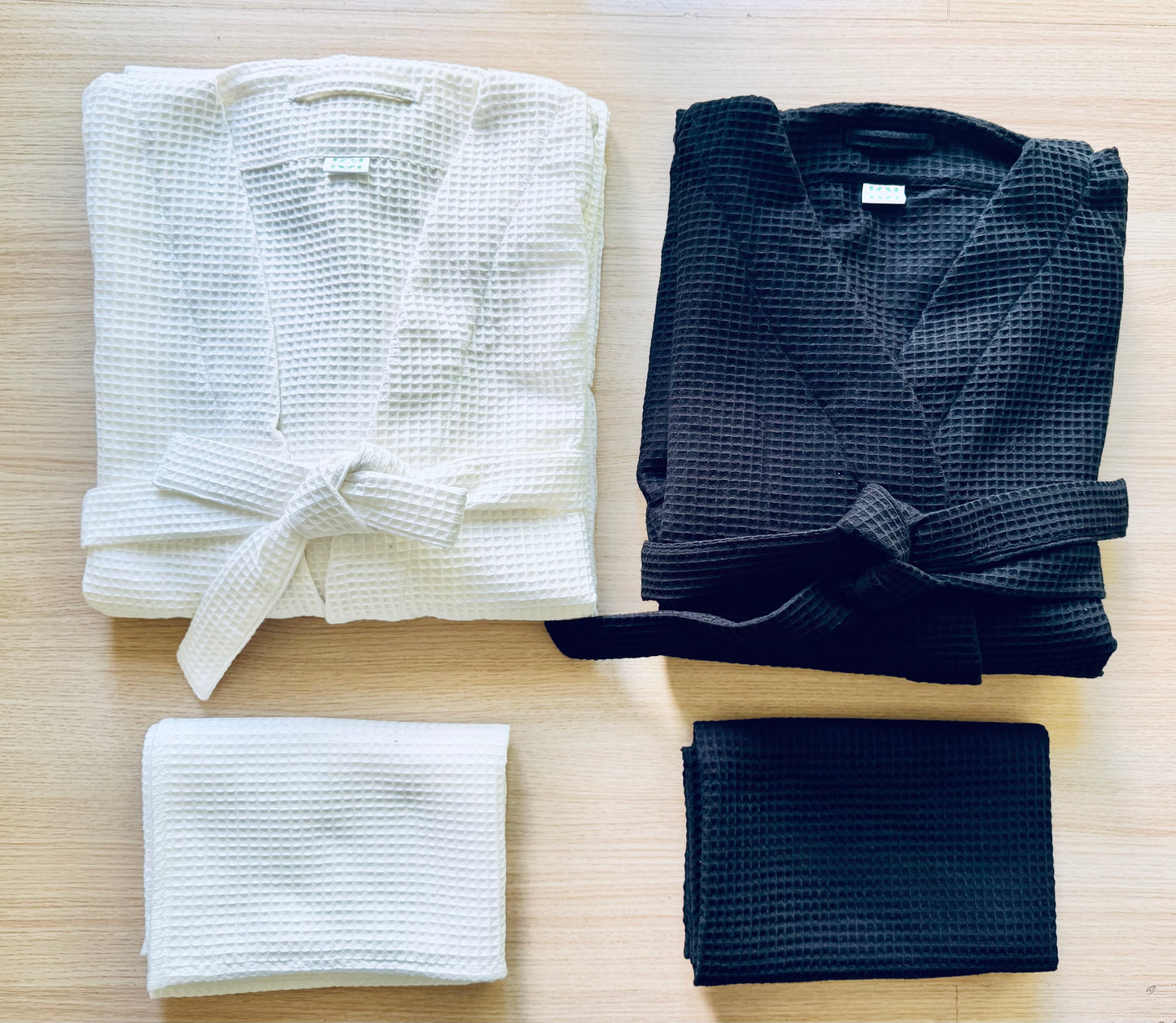 Waffle Cotton Robe with matching Towel