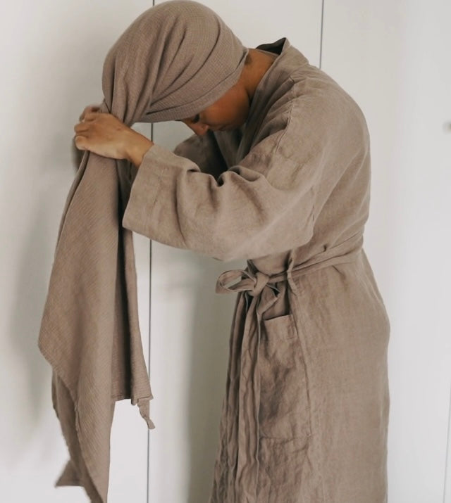 Linen Robe with matching Towel I Organic, eco-friendly and breathable