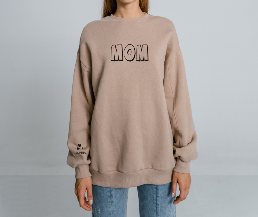 T-shirt, sweat à capuche et sweat-shirt personnalisés pour maman avec les noms de votre bébé et de vos enfants