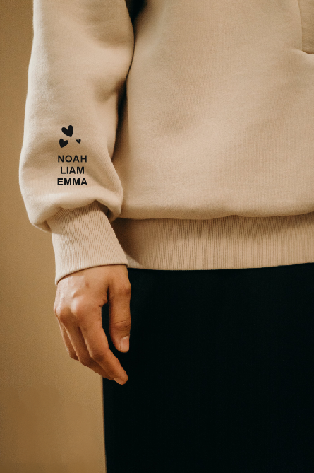 T-shirt, sweat à capuche et sweat-shirt personnalisés pour maman avec les noms de votre bébé et de vos enfants