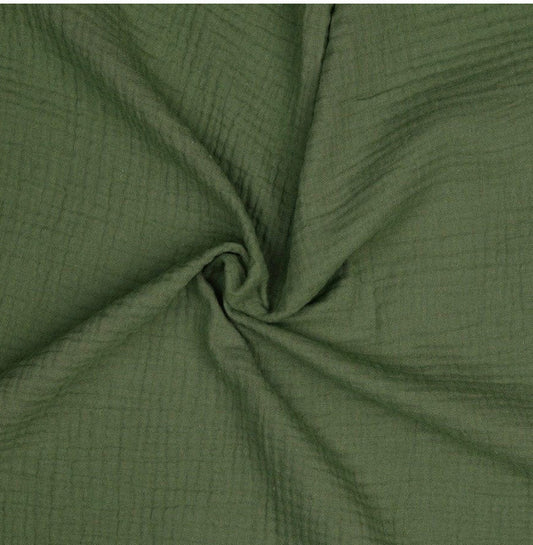 Olive Khaki Green Muslin Cotton Fabric