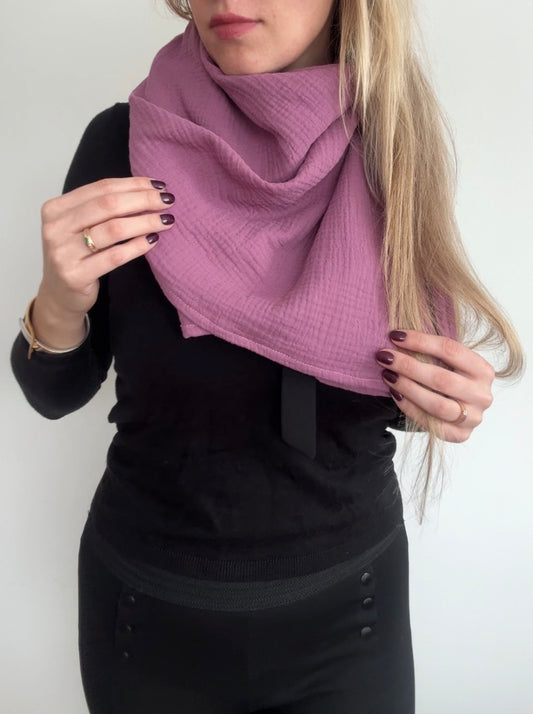 Tissu en mousseline de coton rose pêche