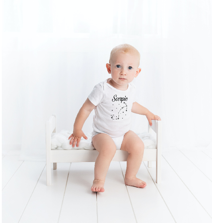 Body de bebé con signo del zodíaco, Body de signo de astrología de estrellas de meses de cumpleaños de bebé personalizado