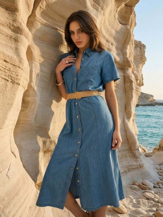 Azure Midi Shirt Dress