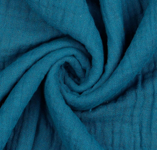 Ocean Blue Muslin Cotton Fabric