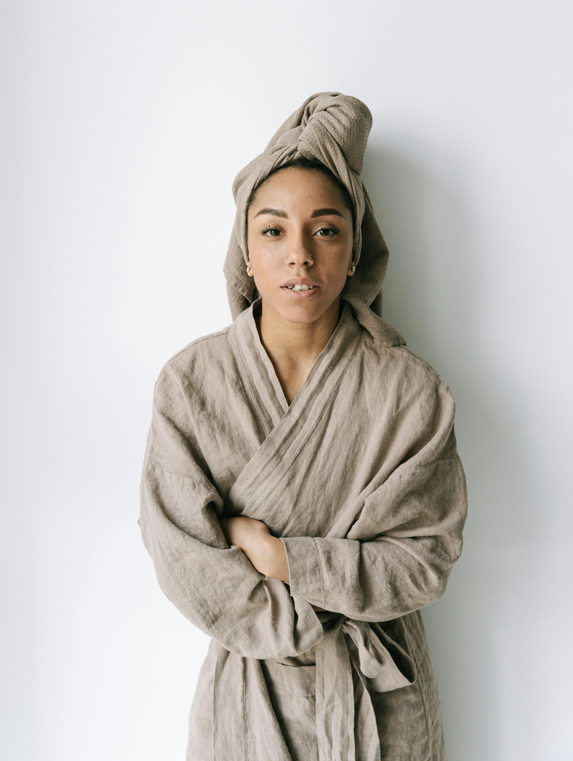 Linen Robe with matching Towel  I Organic, eco-friendly and breathable