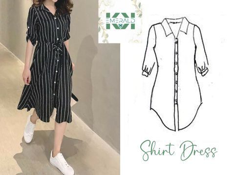 PDF Pattern Shirt Dress + Step-by-Step Video Tutorial. Sewing beginners Friendly