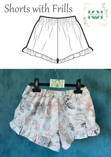 PDF Pattern Shorts with Frills + Step-by-Step Video Tutorial. Sewing beginners Friendly