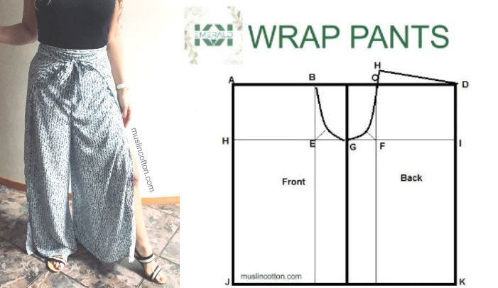 PDF Pattern Wrap Pants + Step-by-Step Video Tutorial. Sewing beginners Friendly